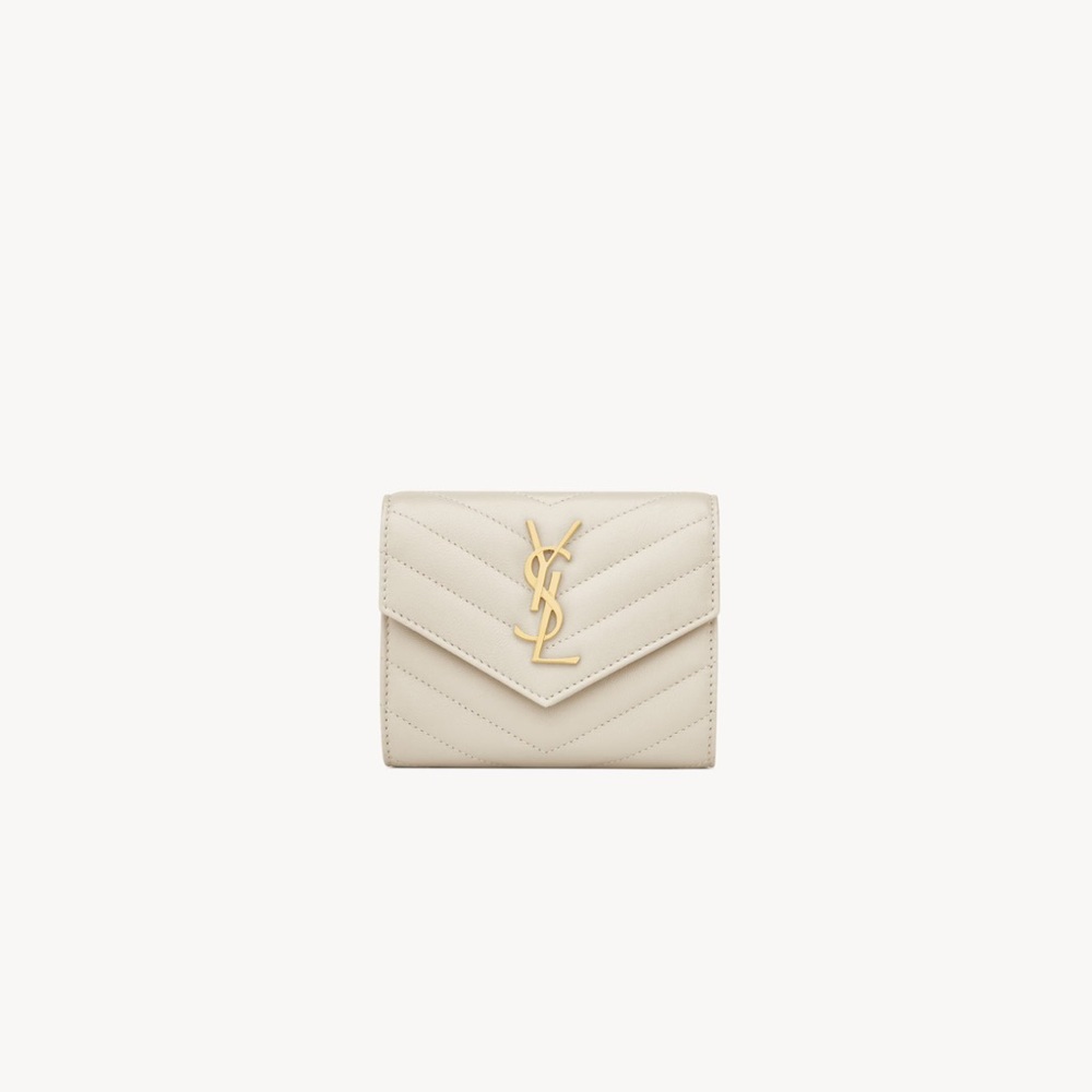 Yves Saint Laurent Cream Quilted Wallet